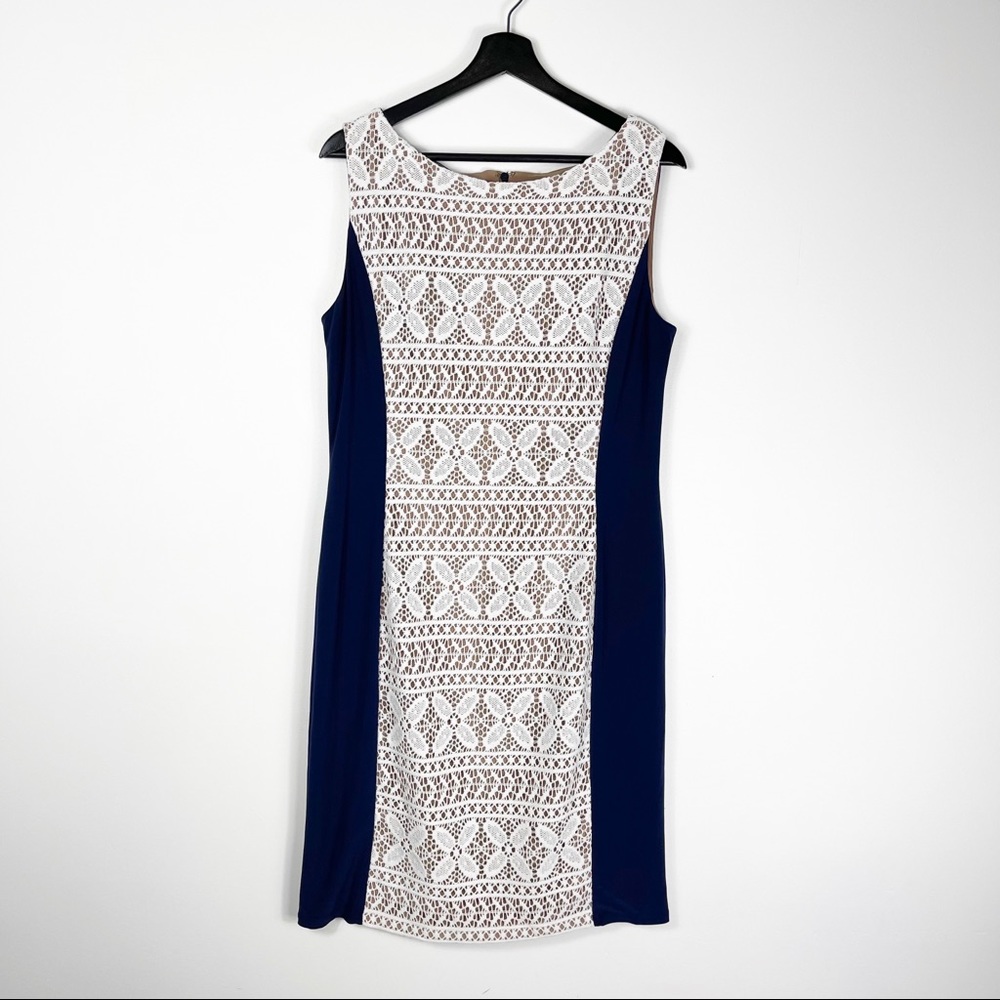 ANNE KLEIN Blue and White Dress